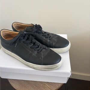 Greats Black Leather Low-Top Sneakers with White Sole